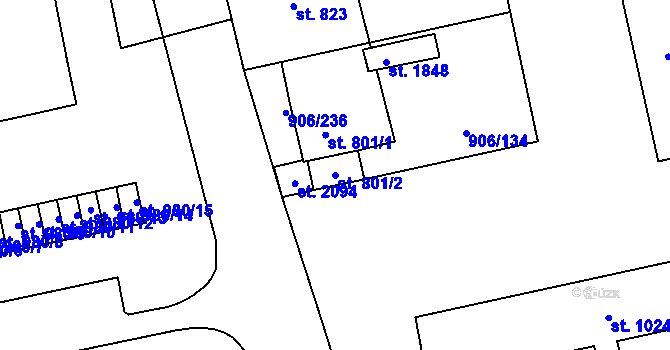 Parcela st. 801/2 v KÚ Malenovice u Zlína, Katastrální mapa