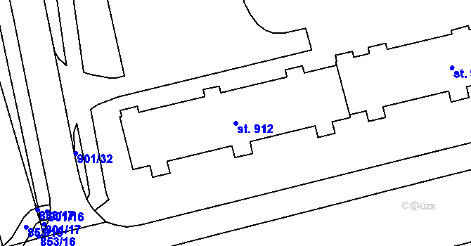 Parcela st. 912 v KÚ Malenovice u Zlína, Katastrální mapa