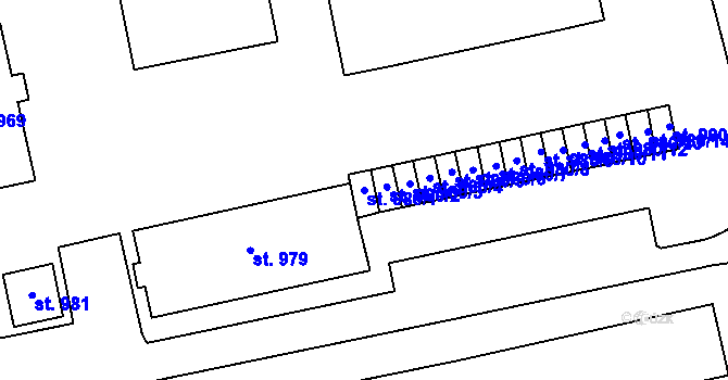 Parcela st. 980/1 v KÚ Malenovice u Zlína, Katastrální mapa