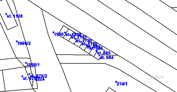 Parcela st. 986 v KÚ Malenovice u Zlína, Katastrální mapa