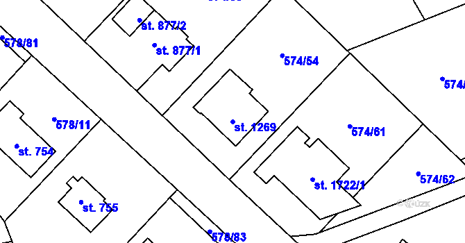 Parcela st. 1269 v KÚ Malenovice u Zlína, Katastrální mapa