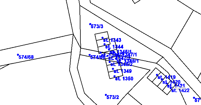 Parcela st. 1345/2 v KÚ Malenovice u Zlína, Katastrální mapa