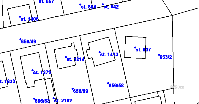 Parcela st. 1413 v KÚ Malenovice u Zlína, Katastrální mapa