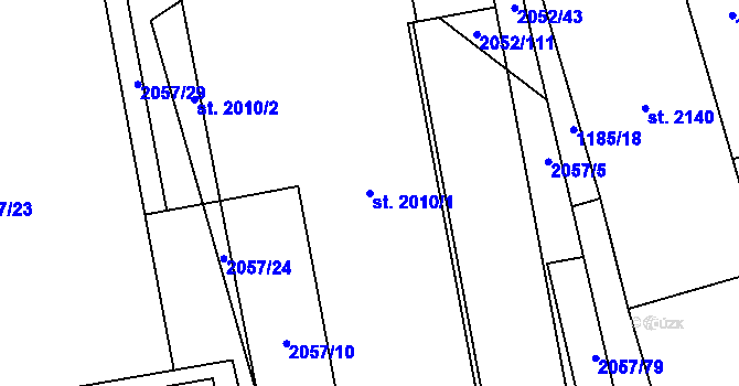 Parcela st. 2010/1 v KÚ Malenovice u Zlína, Katastrální mapa