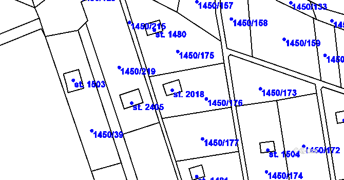 Parcela st. 2018 v KÚ Malenovice u Zlína, Katastrální mapa