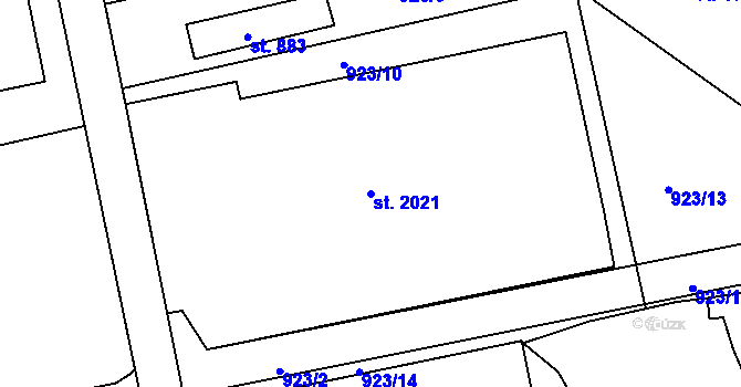 Parcela st. 2021 v KÚ Malenovice u Zlína, Katastrální mapa