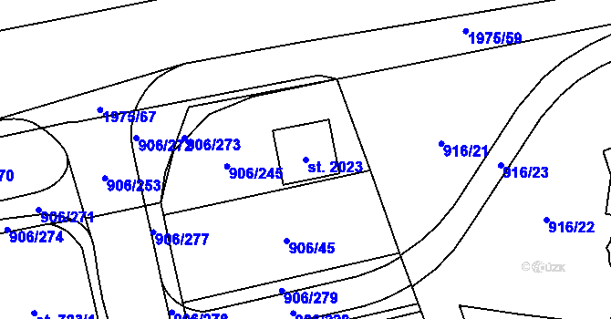 Parcela st. 2023 v KÚ Malenovice u Zlína, Katastrální mapa