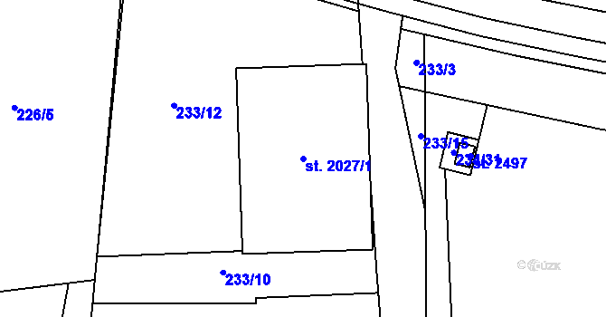 Parcela st. 2027/1 v KÚ Malenovice u Zlína, Katastrální mapa