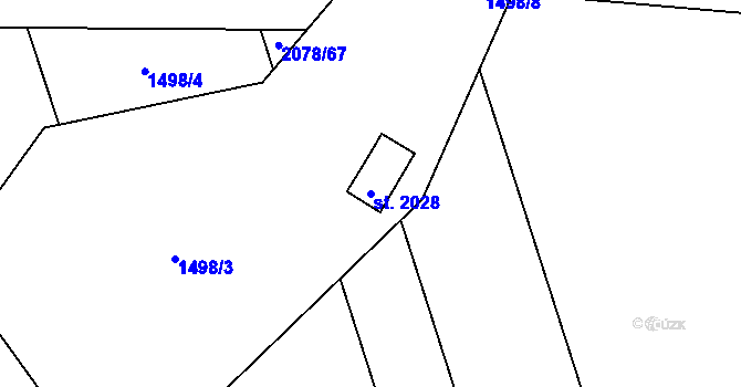 Parcela st. 2028 v KÚ Malenovice u Zlína, Katastrální mapa