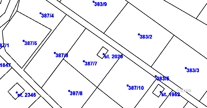 Parcela st. 2029 v KÚ Malenovice u Zlína, Katastrální mapa