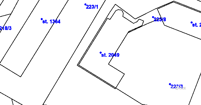 Parcela st. 2049 v KÚ Malenovice u Zlína, Katastrální mapa