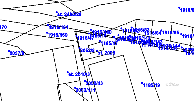 Parcela st. 2098 v KÚ Malenovice u Zlína, Katastrální mapa