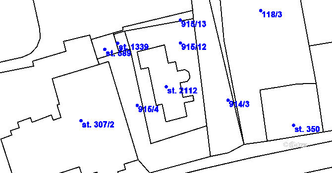 Parcela st. 2112 v KÚ Malenovice u Zlína, Katastrální mapa