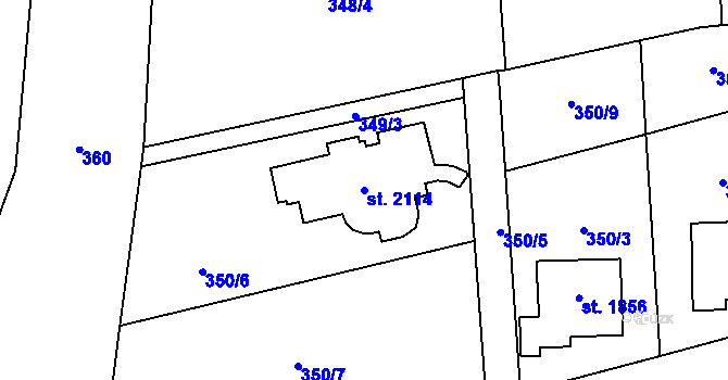 Parcela st. 2114 v KÚ Malenovice u Zlína, Katastrální mapa