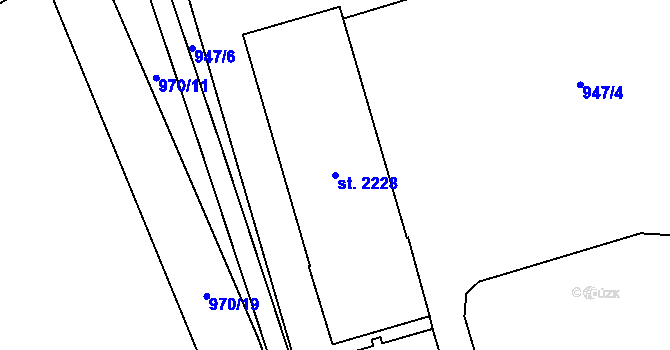 Parcela st. 2228 v KÚ Malenovice u Zlína, Katastrální mapa