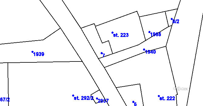 Parcela st. 7 v KÚ Malenovice u Zlína, Katastrální mapa