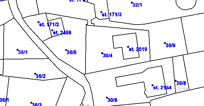 Parcela st. 30/4 v KÚ Malenovice u Zlína, Katastrální mapa