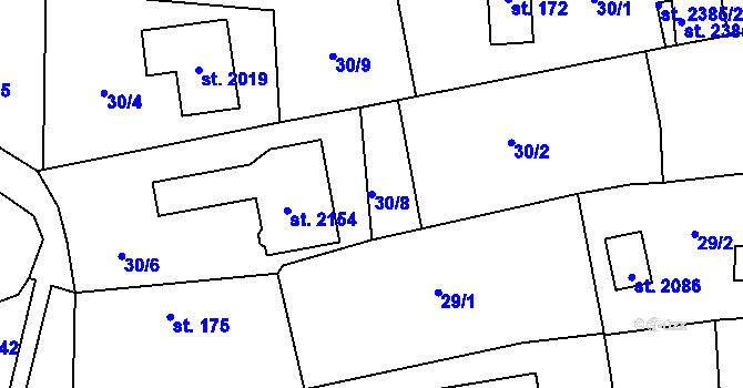 Parcela st. 30/8 v KÚ Malenovice u Zlína, Katastrální mapa