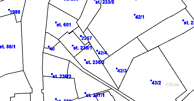 Parcela st. 42/4 v KÚ Malenovice u Zlína, Katastrální mapa