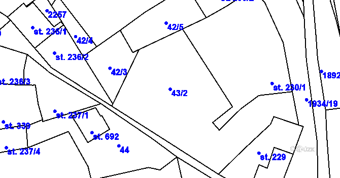 Parcela st. 43/2 v KÚ Malenovice u Zlína, Katastrální mapa