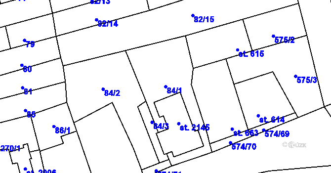 Parcela st. 84/1 v KÚ Malenovice u Zlína, Katastrální mapa