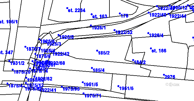 Parcela st. 185/2 v KÚ Malenovice u Zlína, Katastrální mapa