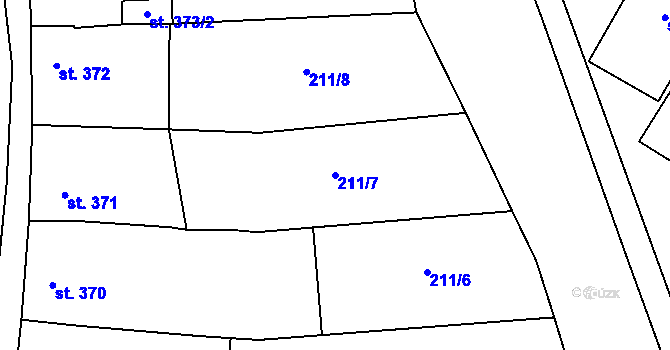 Parcela st. 211/7 v KÚ Malenovice u Zlína, Katastrální mapa