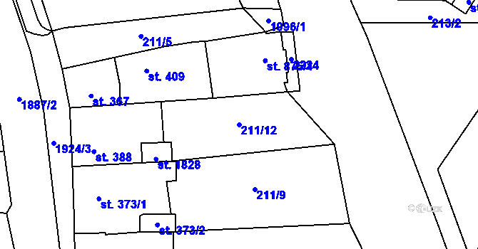 Parcela st. 211/12 v KÚ Malenovice u Zlína, Katastrální mapa