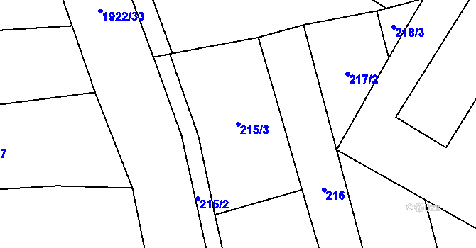 Parcela st. 215/3 v KÚ Malenovice u Zlína, Katastrální mapa