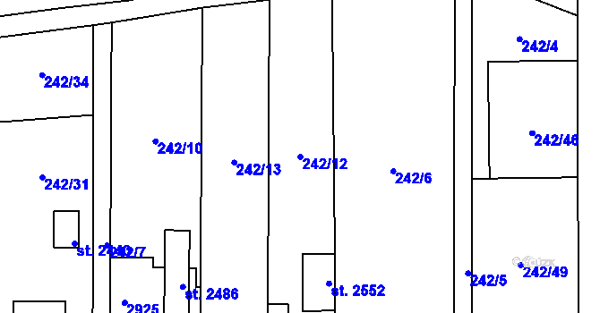 Parcela st. 242/12 v KÚ Malenovice u Zlína, Katastrální mapa