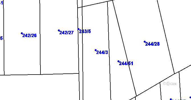 Parcela st. 244/3 v KÚ Malenovice u Zlína, Katastrální mapa