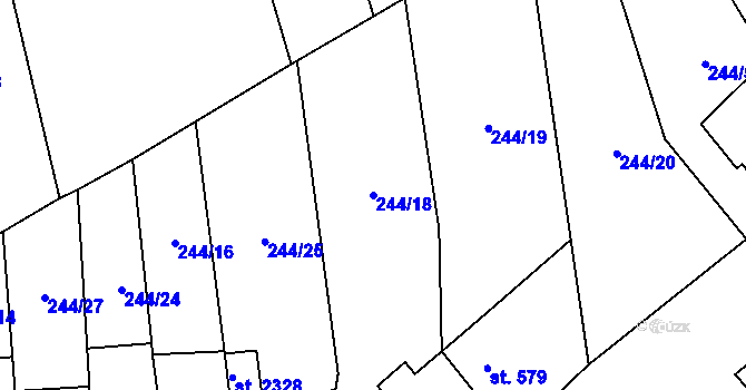 Parcela st. 244/18 v KÚ Malenovice u Zlína, Katastrální mapa