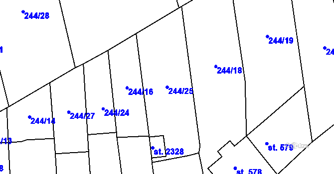 Parcela st. 244/25 v KÚ Malenovice u Zlína, Katastrální mapa