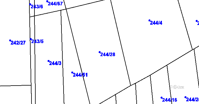 Parcela st. 244/28 v KÚ Malenovice u Zlína, Katastrální mapa