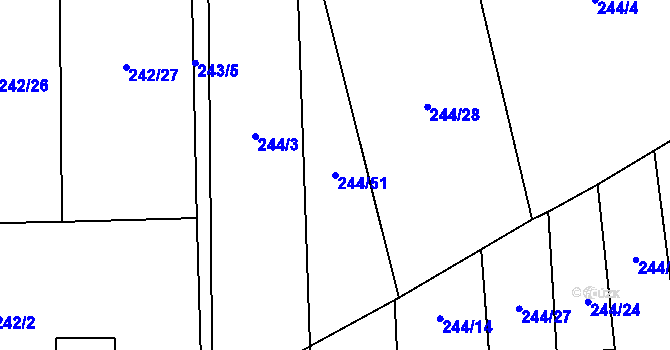 Parcela st. 244/51 v KÚ Malenovice u Zlína, Katastrální mapa