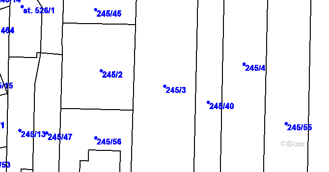 Parcela st. 245/3 v KÚ Malenovice u Zlína, Katastrální mapa