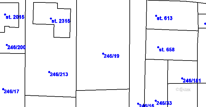 Parcela st. 246/19 v KÚ Malenovice u Zlína, Katastrální mapa