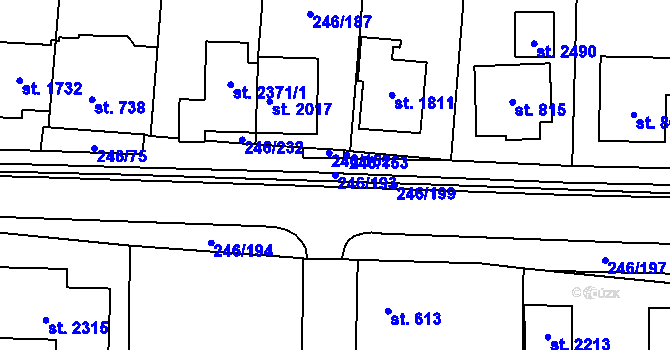 Parcela st. 246/193 v KÚ Malenovice u Zlína, Katastrální mapa