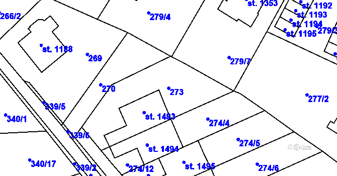 Parcela st. 273 v KÚ Malenovice u Zlína, Katastrální mapa