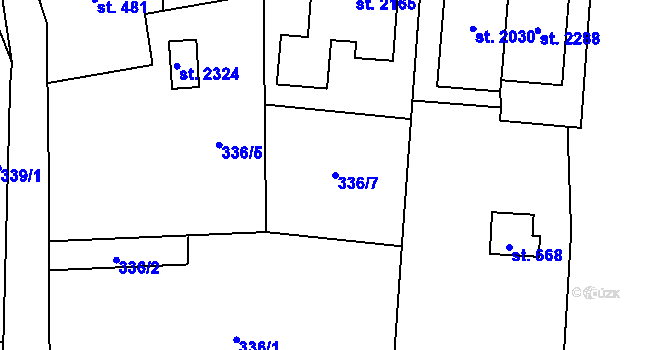 Parcela st. 336/7 v KÚ Malenovice u Zlína, Katastrální mapa