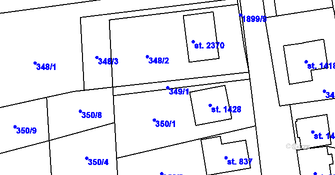 Parcela st. 349/1 v KÚ Malenovice u Zlína, Katastrální mapa