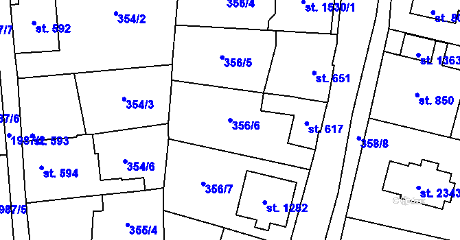 Parcela st. 356/6 v KÚ Malenovice u Zlína, Katastrální mapa