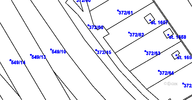 Parcela st. 372/15 v KÚ Malenovice u Zlína, Katastrální mapa