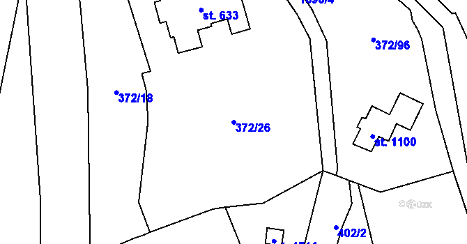 Parcela st. 372/26 v KÚ Malenovice u Zlína, Katastrální mapa