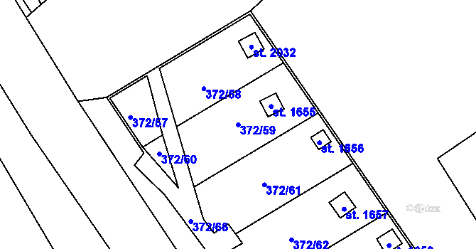 Parcela st. 372/59 v KÚ Malenovice u Zlína, Katastrální mapa