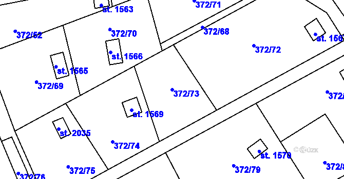 Parcela st. 372/73 v KÚ Malenovice u Zlína, Katastrální mapa