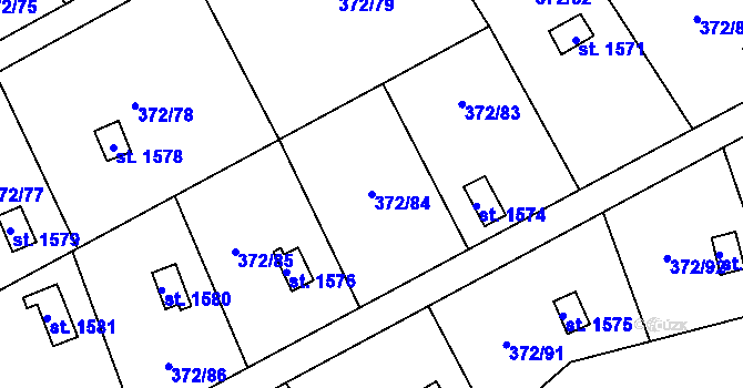 Parcela st. 372/84 v KÚ Malenovice u Zlína, Katastrální mapa