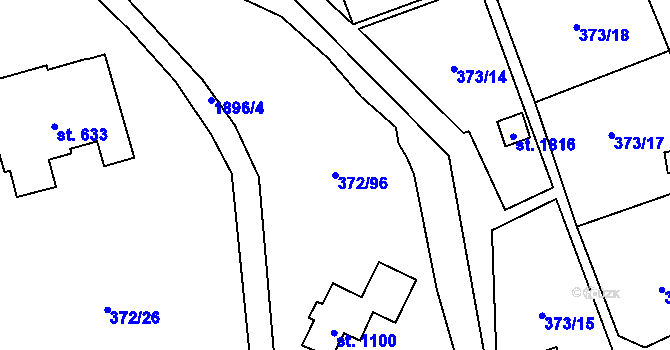 Parcela st. 372/96 v KÚ Malenovice u Zlína, Katastrální mapa