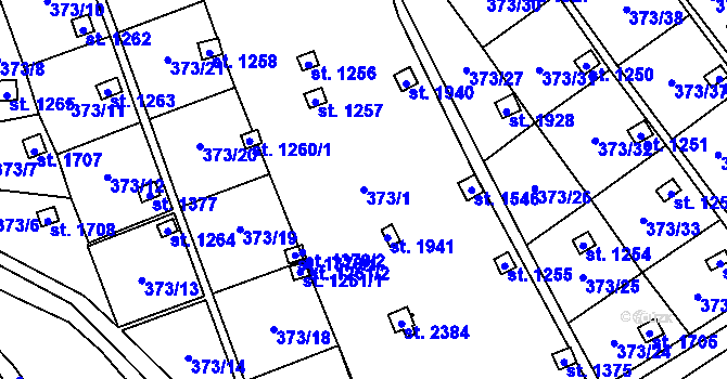 Parcela st. 373/1 v KÚ Malenovice u Zlína, Katastrální mapa