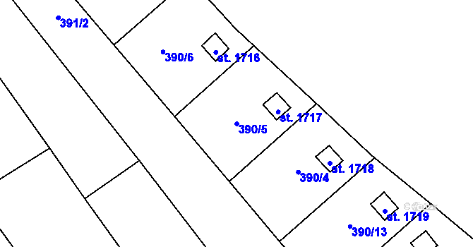 Parcela st. 390/5 v KÚ Malenovice u Zlína, Katastrální mapa